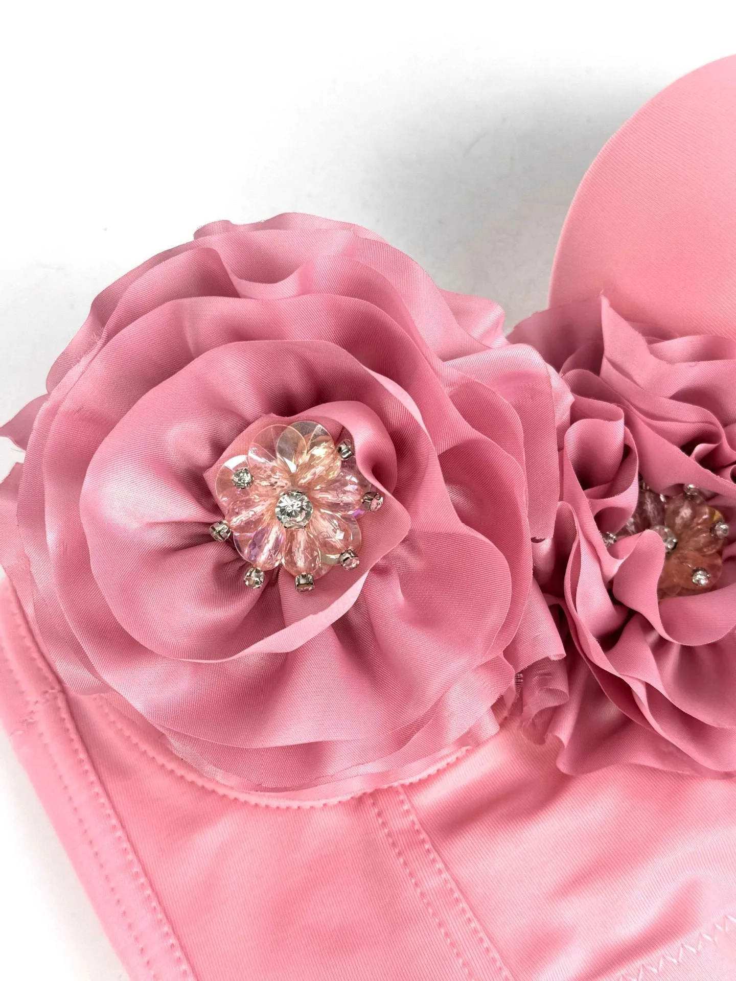 Flower Tassel fishbone Corset in pink Gloria Lanvin