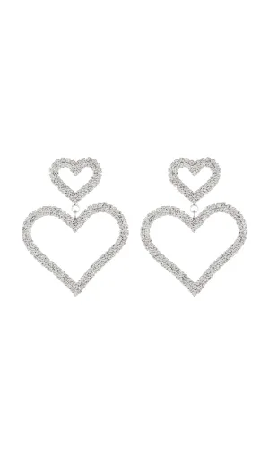 GOLD DIAMANTE HEART SHAPE DROP EARRINGS Gloria Lanvin