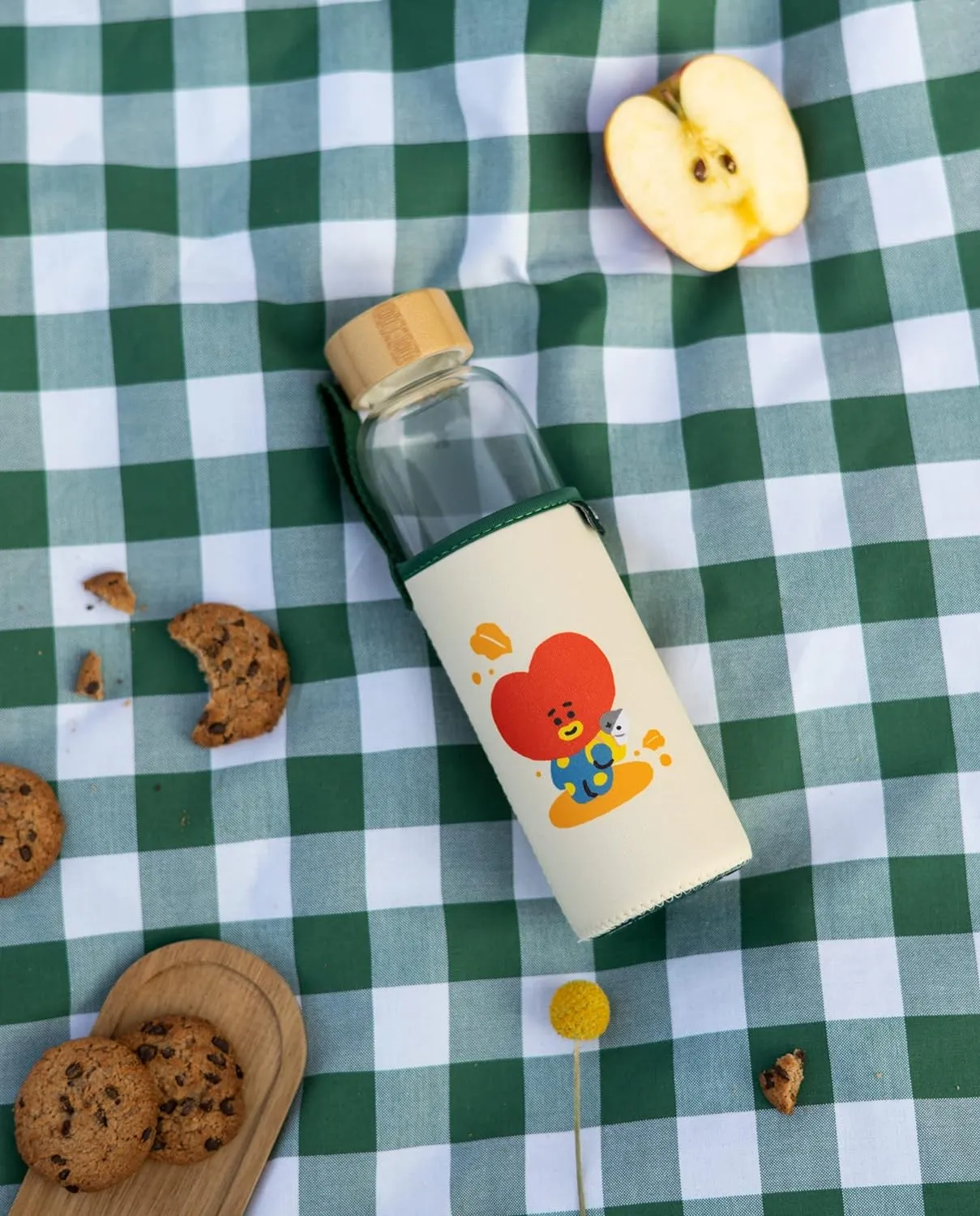 Grupo Erik BT21 Official Merchandise Tata Glass Water Bottle - 500 ml, Glass Bot