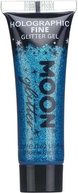Holographic Fine Face & Body Glitter Gel by Moon Glitter - Blue - Cosmetic Festival Glitter Face Paint for Face