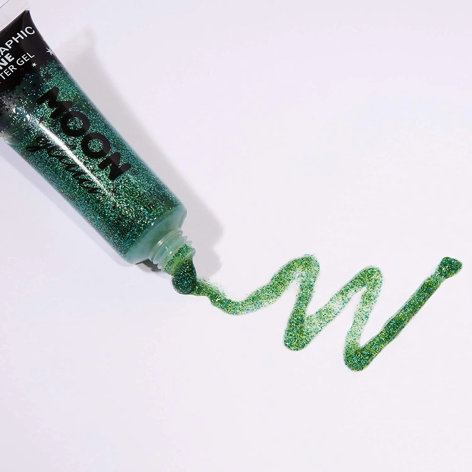 Holographic Fine Face & Body Glitter Gel by Moon Glitter Green Cosmetic Festival Glitter Face Paint for Face Body Hair Nails