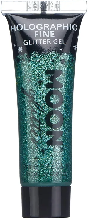 Holographic Fine Face & Body Glitter Gel by Moon Glitter Green Cosmetic Festival Glitter Face Paint for Face Body Hair Nails