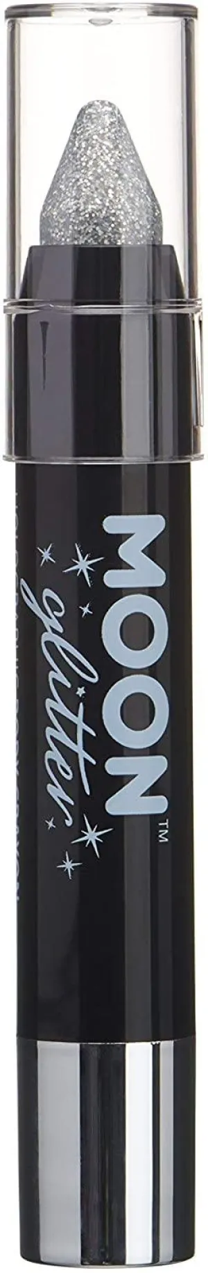 Holographic Glitter Paint Stick Body Crayon makeup for the Face & Body by Moon Glitter - 3.5g - Silver