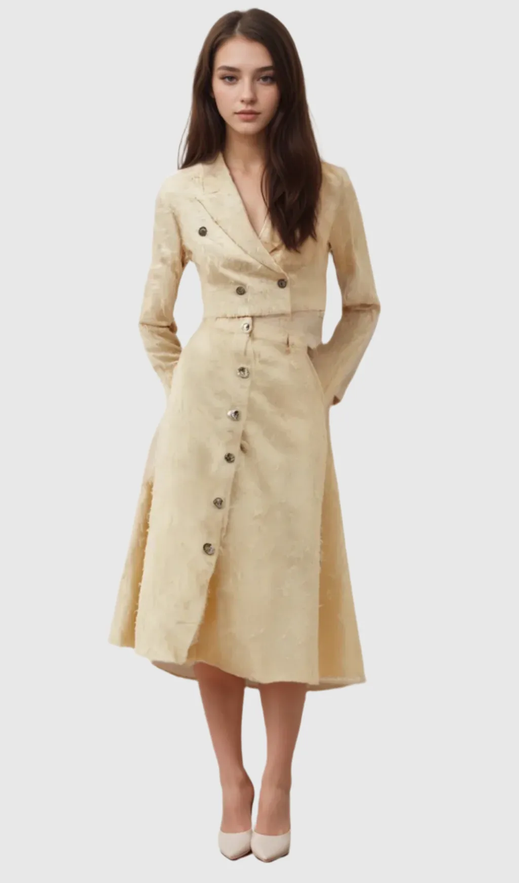 Karine white fringed jacket & skirt matching set Gloria Lanvin