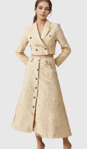 Karine white fringed jacket & skirt matching set Gloria Lanvin