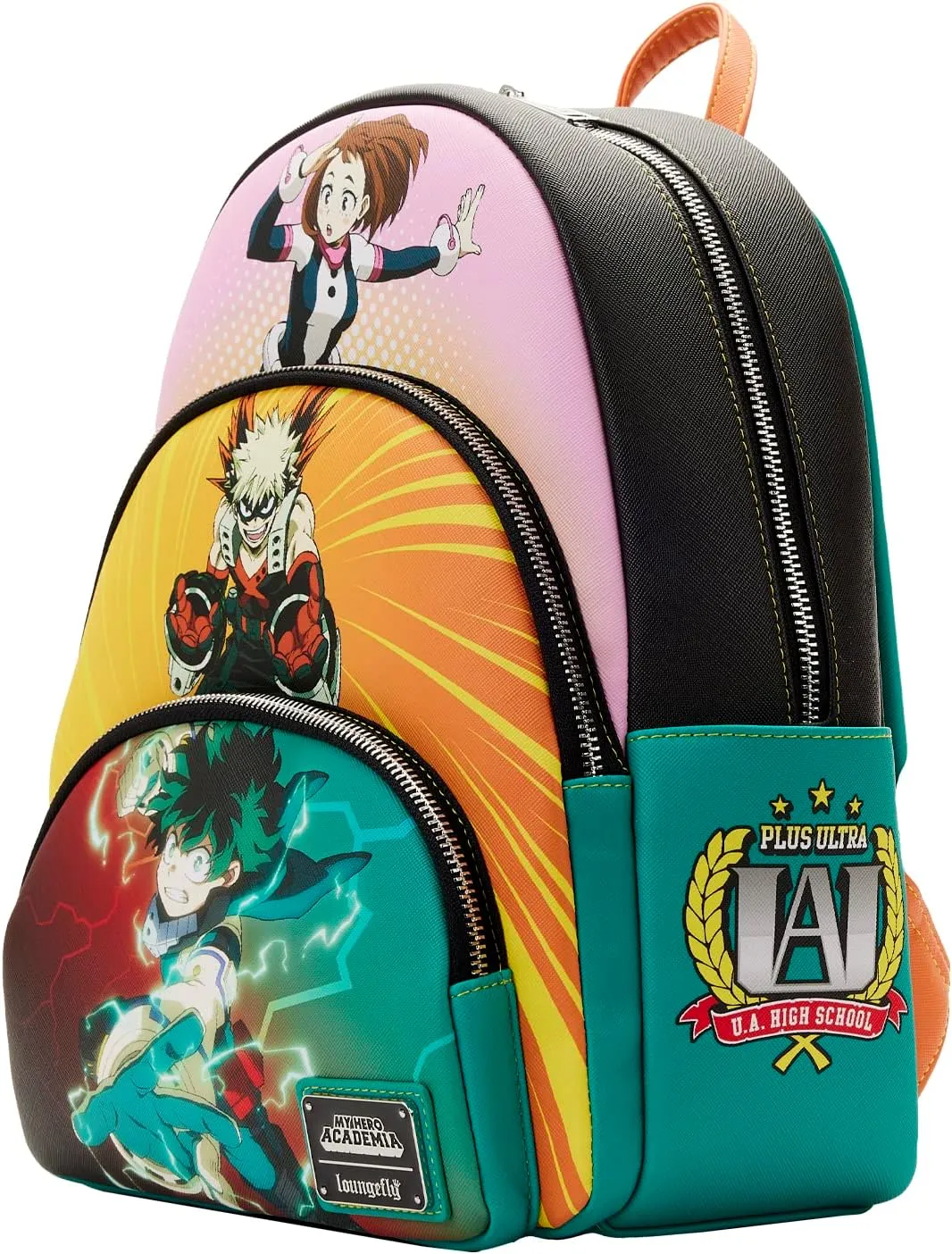 Loungefly My Hero Academia Triple Pocket Scene Mini Backpack (Multicolored)