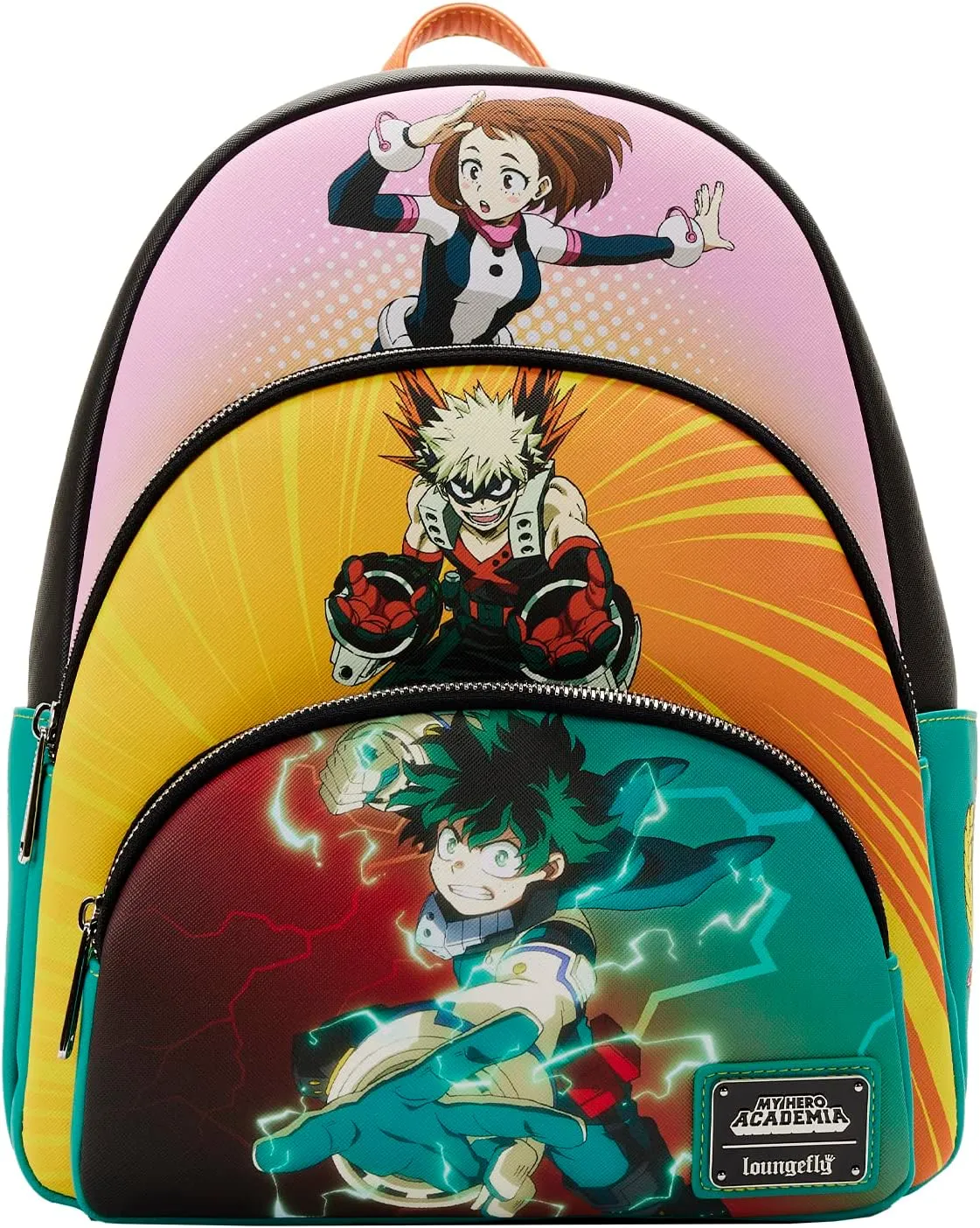 Loungefly My Hero Academia Triple Pocket Scene Mini Backpack (Multicolored)