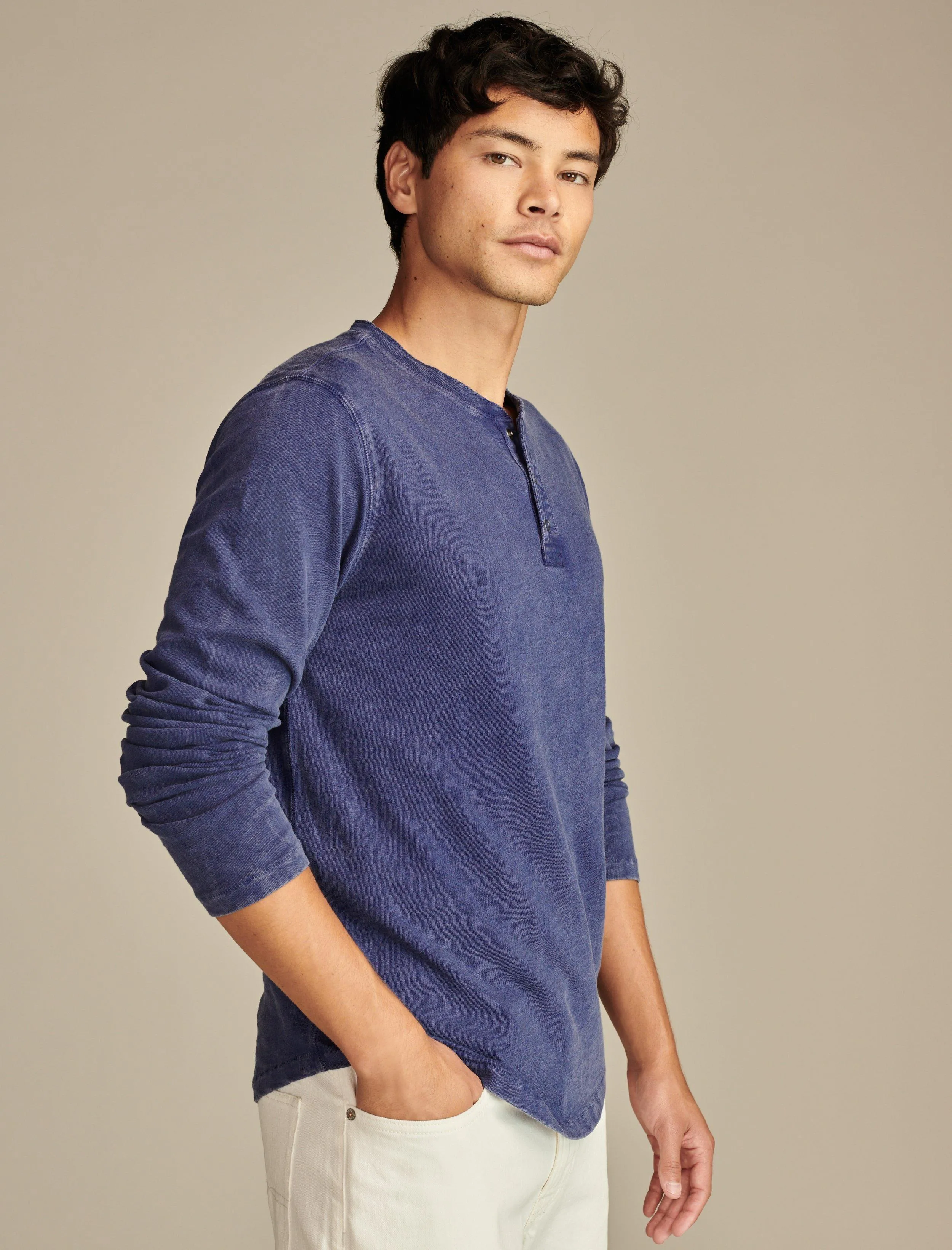 Lucky Brand Men's Weekend Slub Jersey Long Sleeve Henley