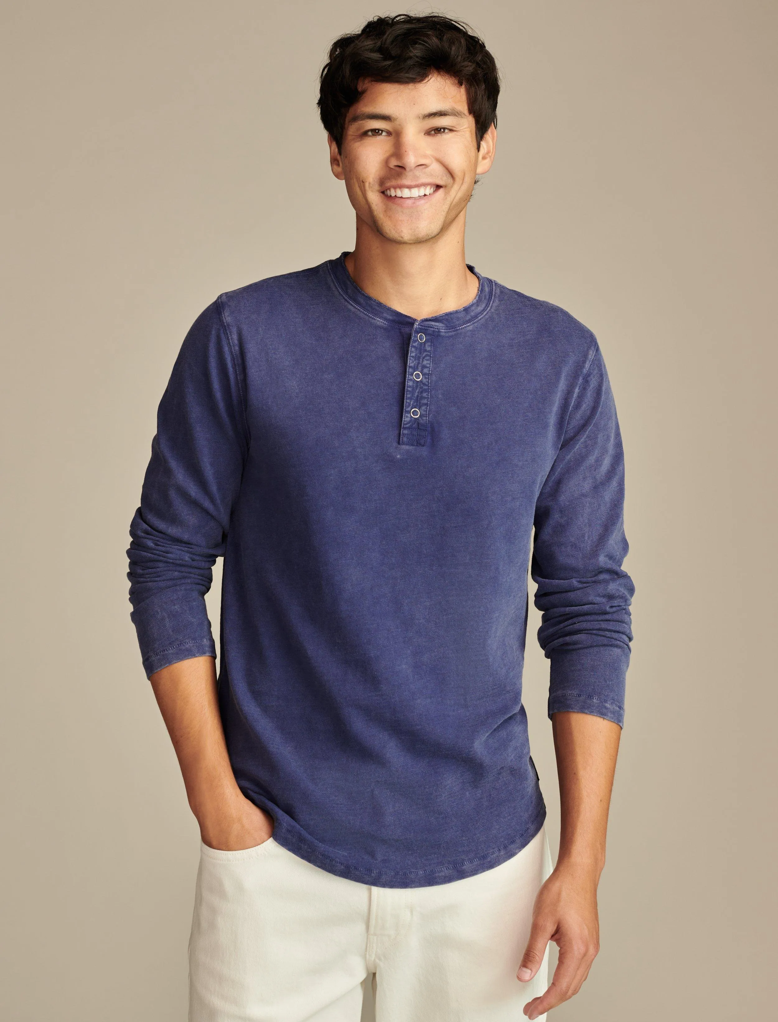 Lucky Brand Men's Weekend Slub Jersey Long Sleeve Henley