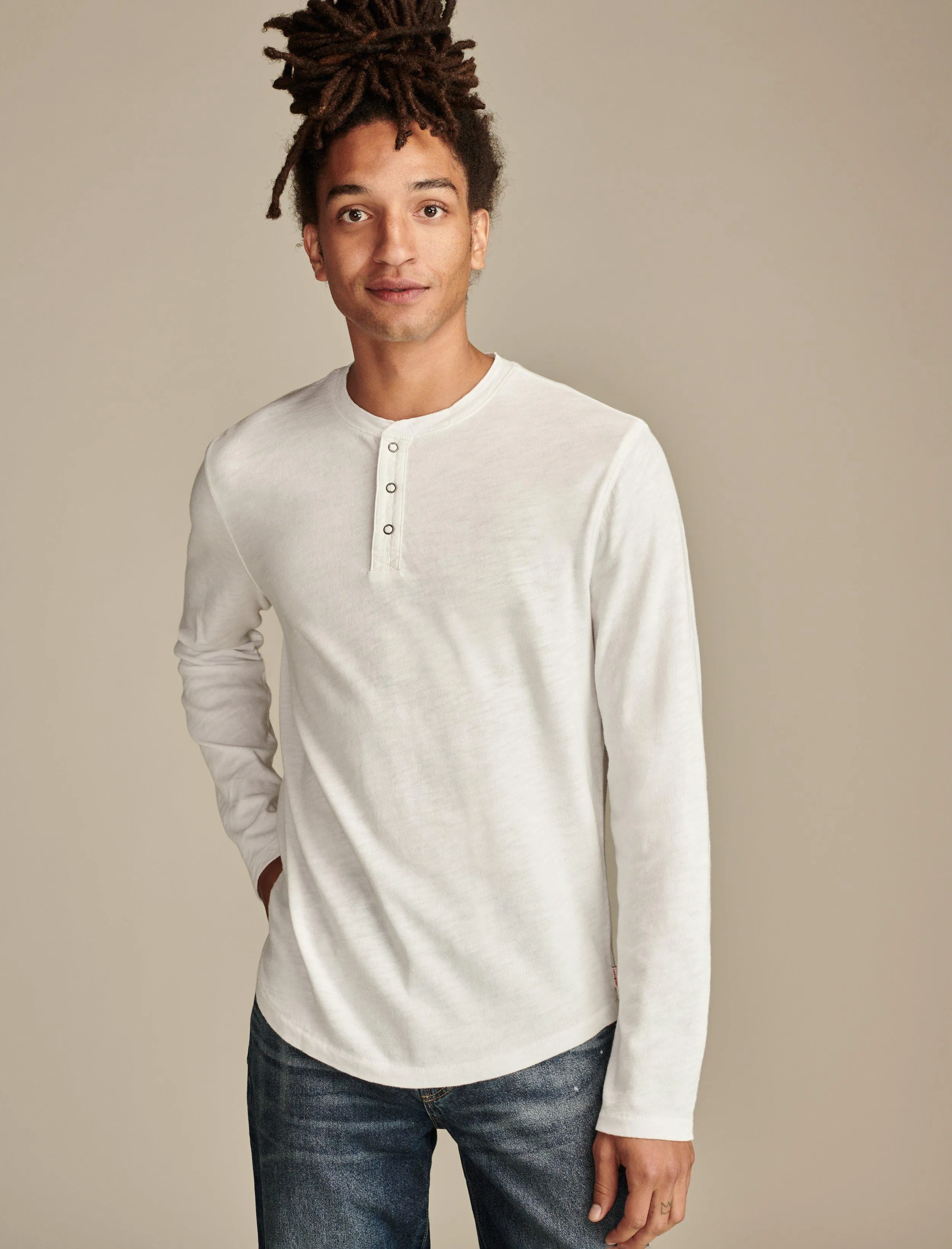 Lucky Brand Men's Weekend Slub Jersey Long Sleeve Henley
