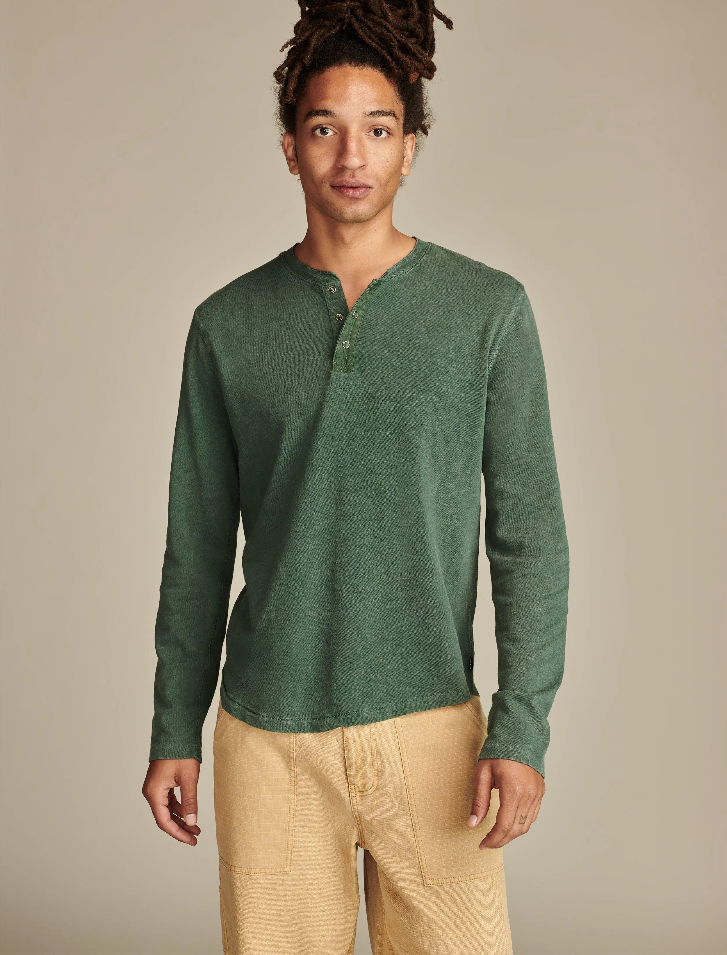 Lucky Brand Men's Weekend Slub Jersey Long Sleeve Henley