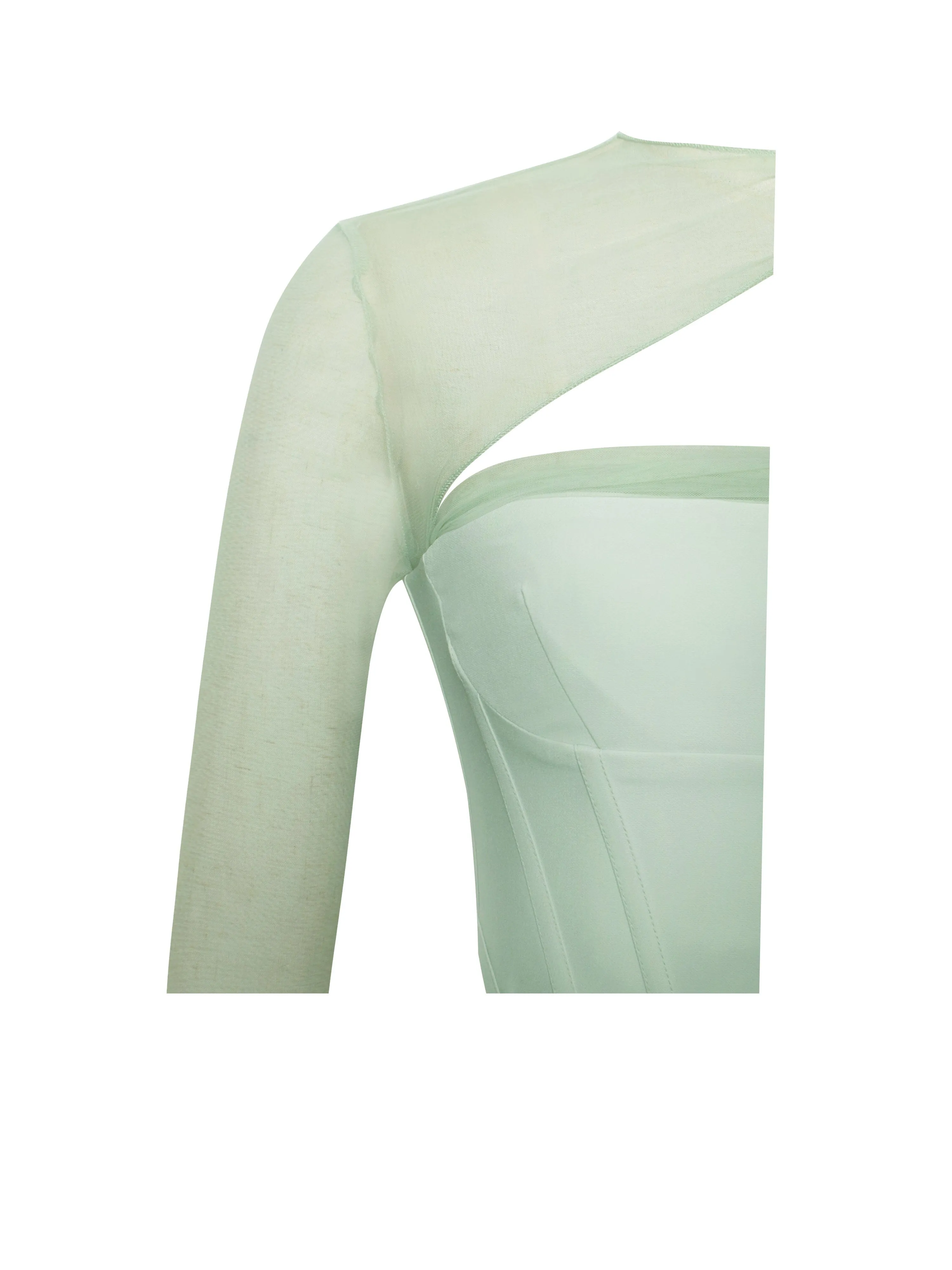 MIAH MINT STRETCH MESH SLEEVE CORSET TOP Gloria Lanvin