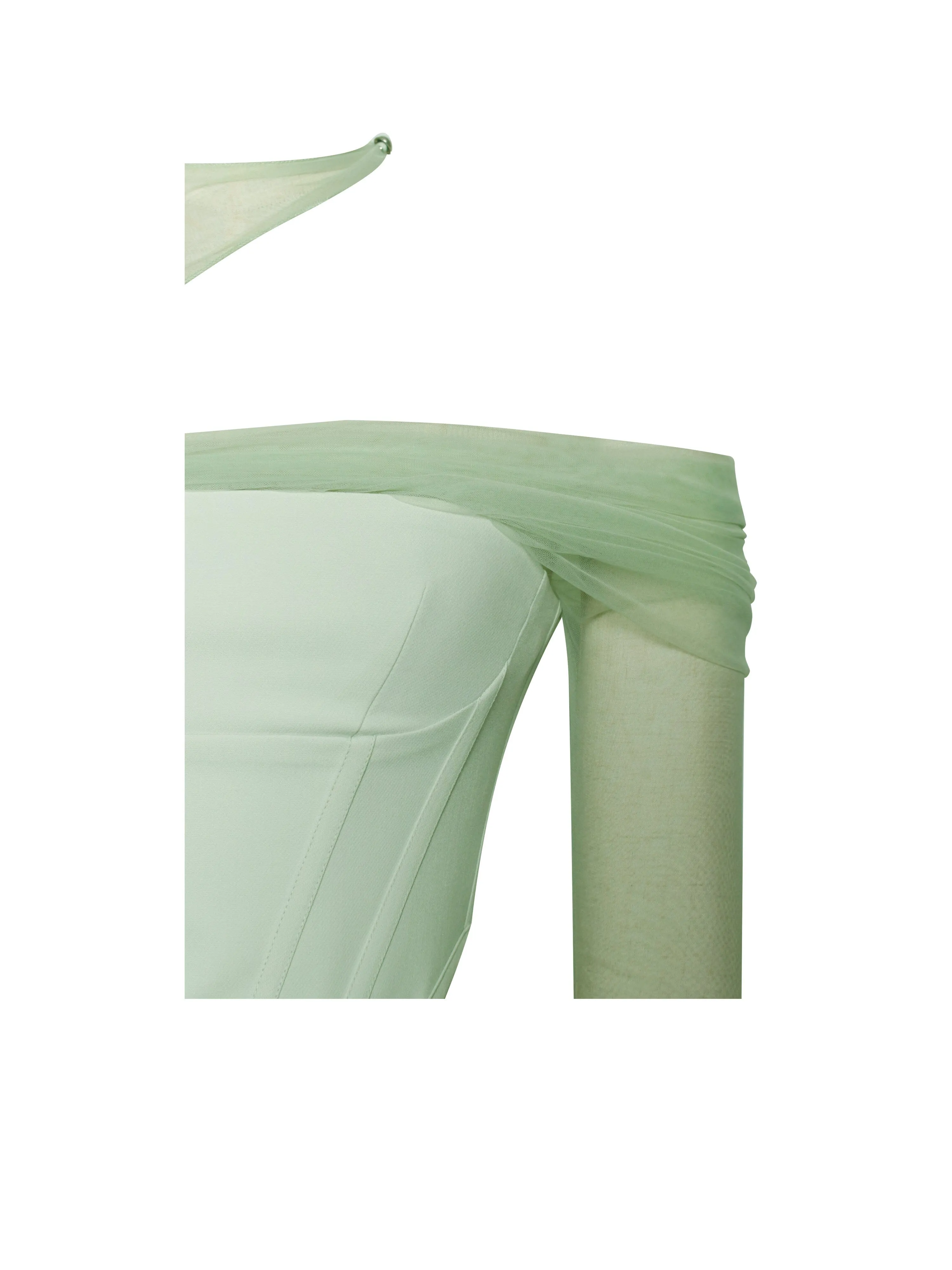 MIAH MINT STRETCH MESH SLEEVE CORSET TOP Gloria Lanvin