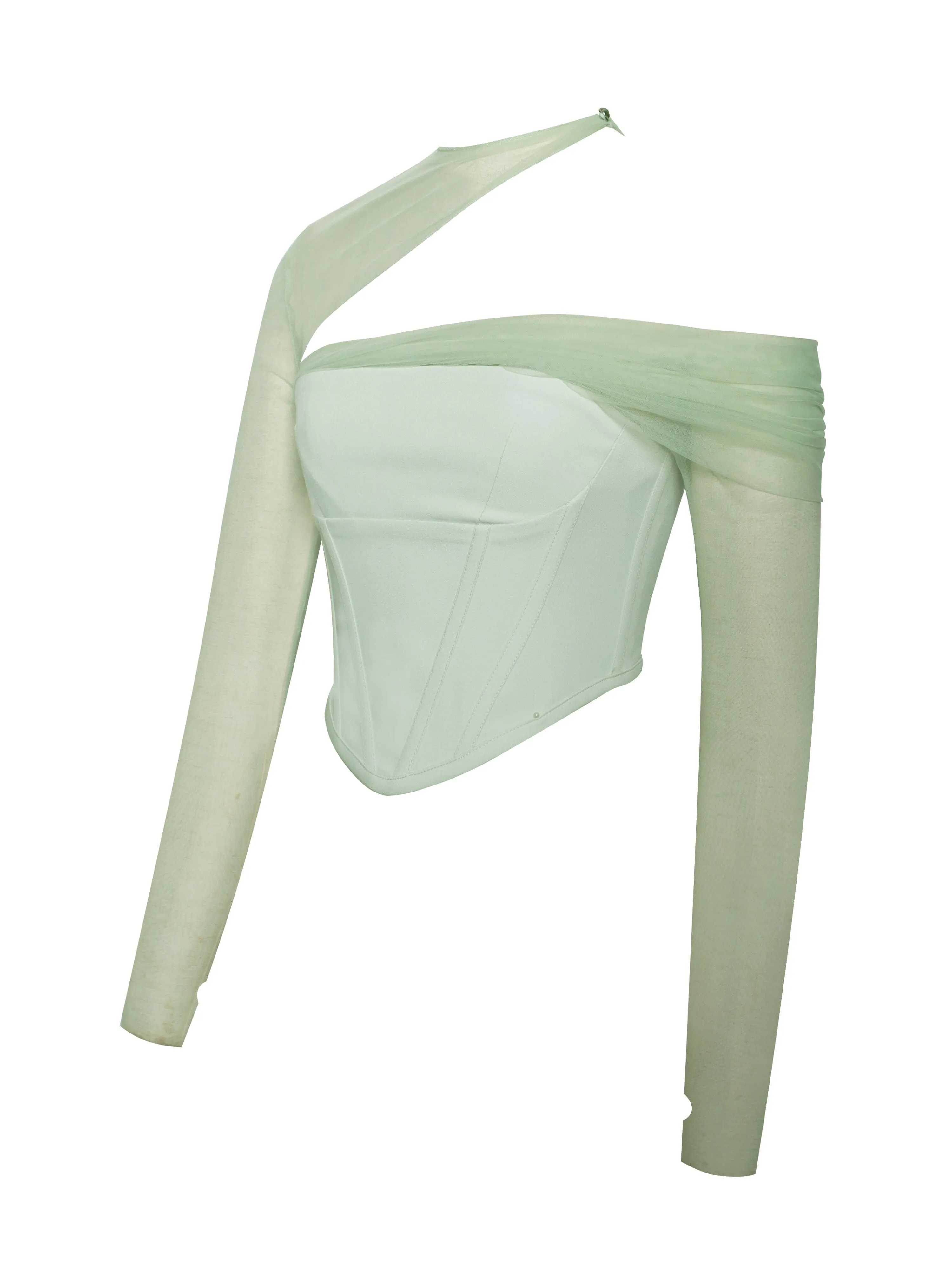 MIAH MINT STRETCH MESH SLEEVE CORSET TOP Gloria Lanvin