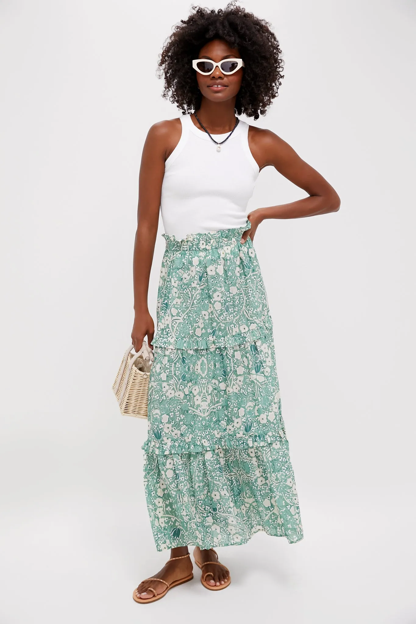 Misty Jade Blossom Prado Skirt