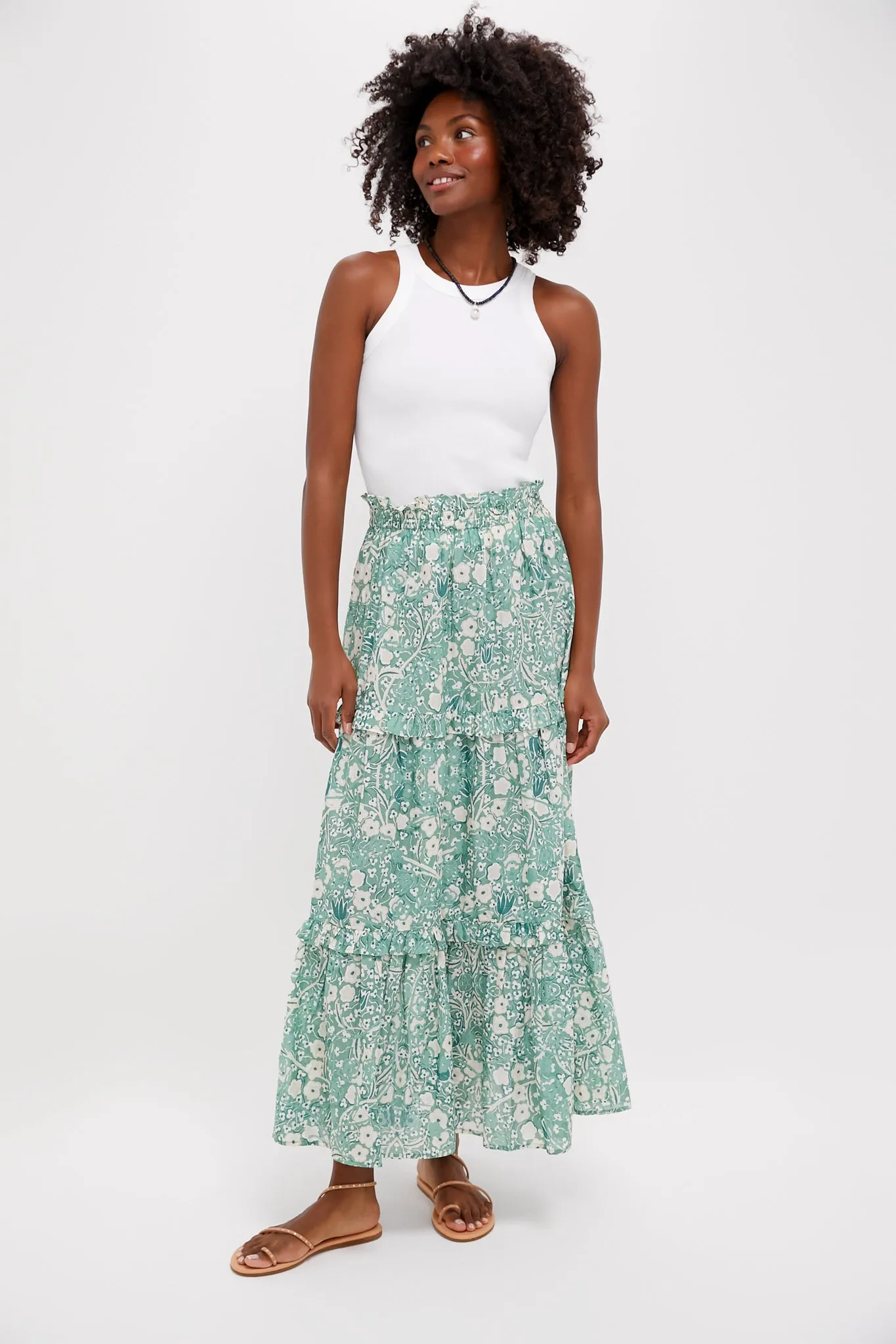 Misty Jade Blossom Prado Skirt