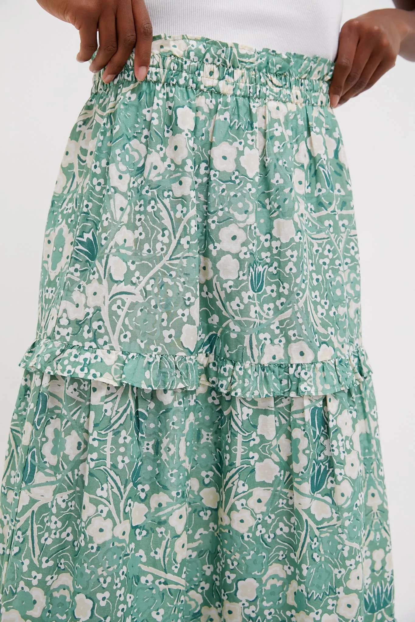 Misty Jade Blossom Prado Skirt