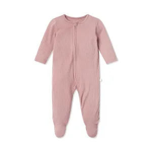 MORI Ribbed Two Way Zip-Up Sleepsuit - Rose