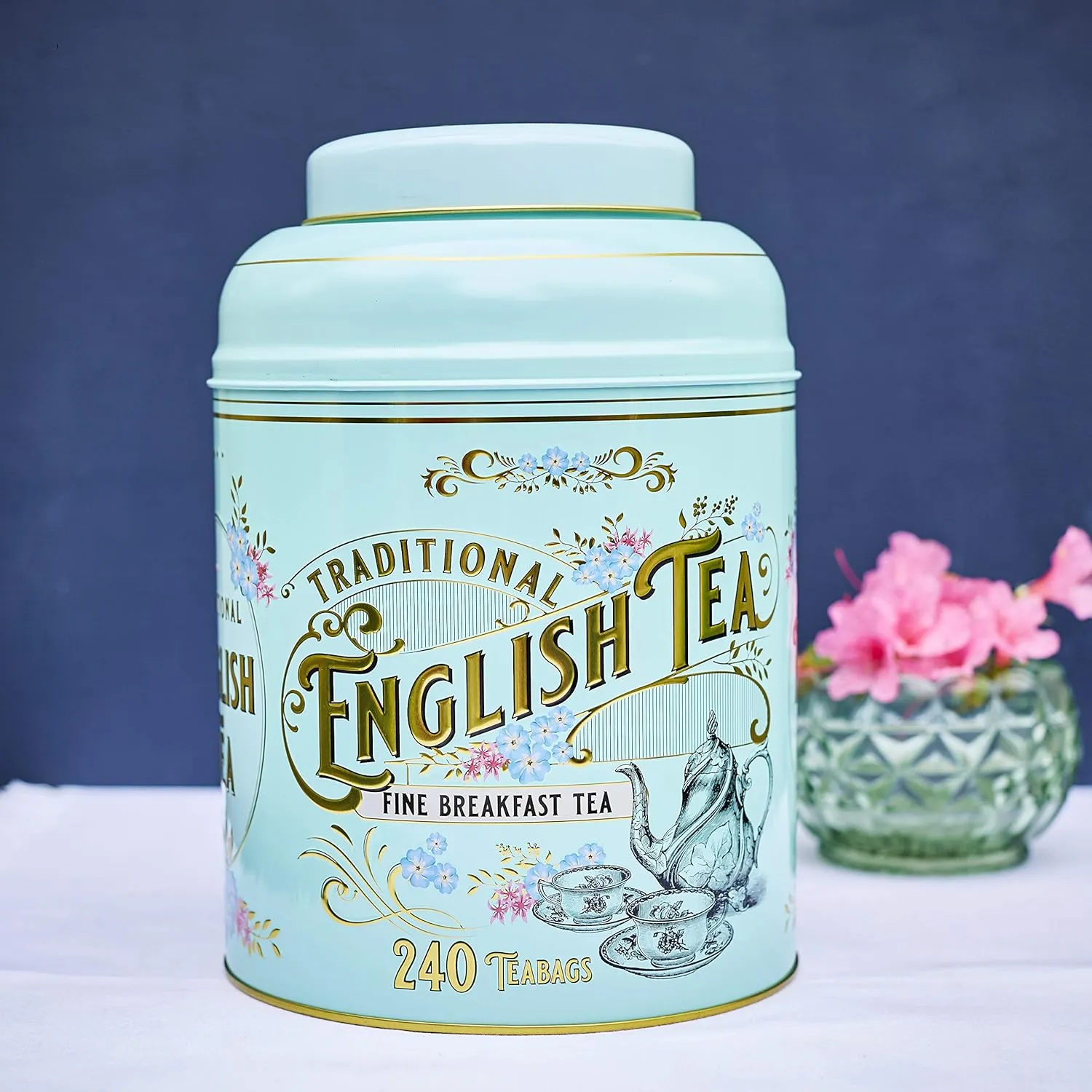 New English Teas - Vintage Victorian Tea Tin Caddy with 240 English Breakfast Teabags (TT37)