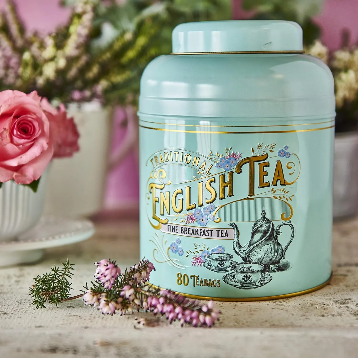 New English Teas - Vintage Victorian Tea Tin Caddy with 240 English Breakfast Teabags (TT37)