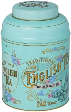 New English Teas - Vintage Victorian Tea Tin Caddy with 240 English Breakfast Teabags (TT37)