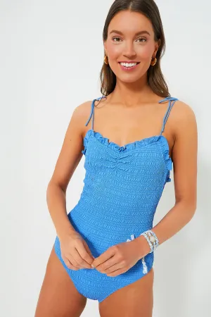Periwinkle Brice Solid Smocked One Piece