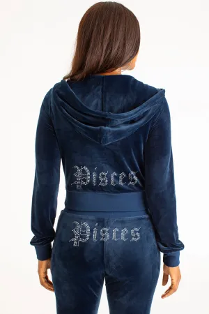 Pisces Customizable Big Bling Velour Hoodie Juicy Couture