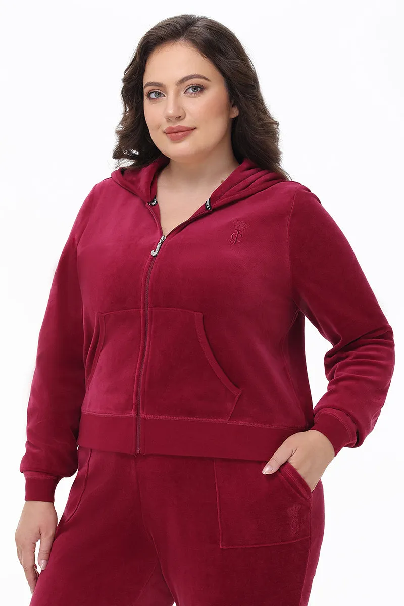 Plus-Size Heritage Cotton Velour Hoodie Juicy Couture