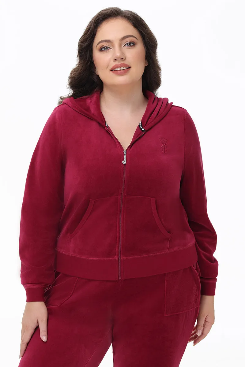 Plus-Size Heritage Cotton Velour Hoodie Juicy Couture