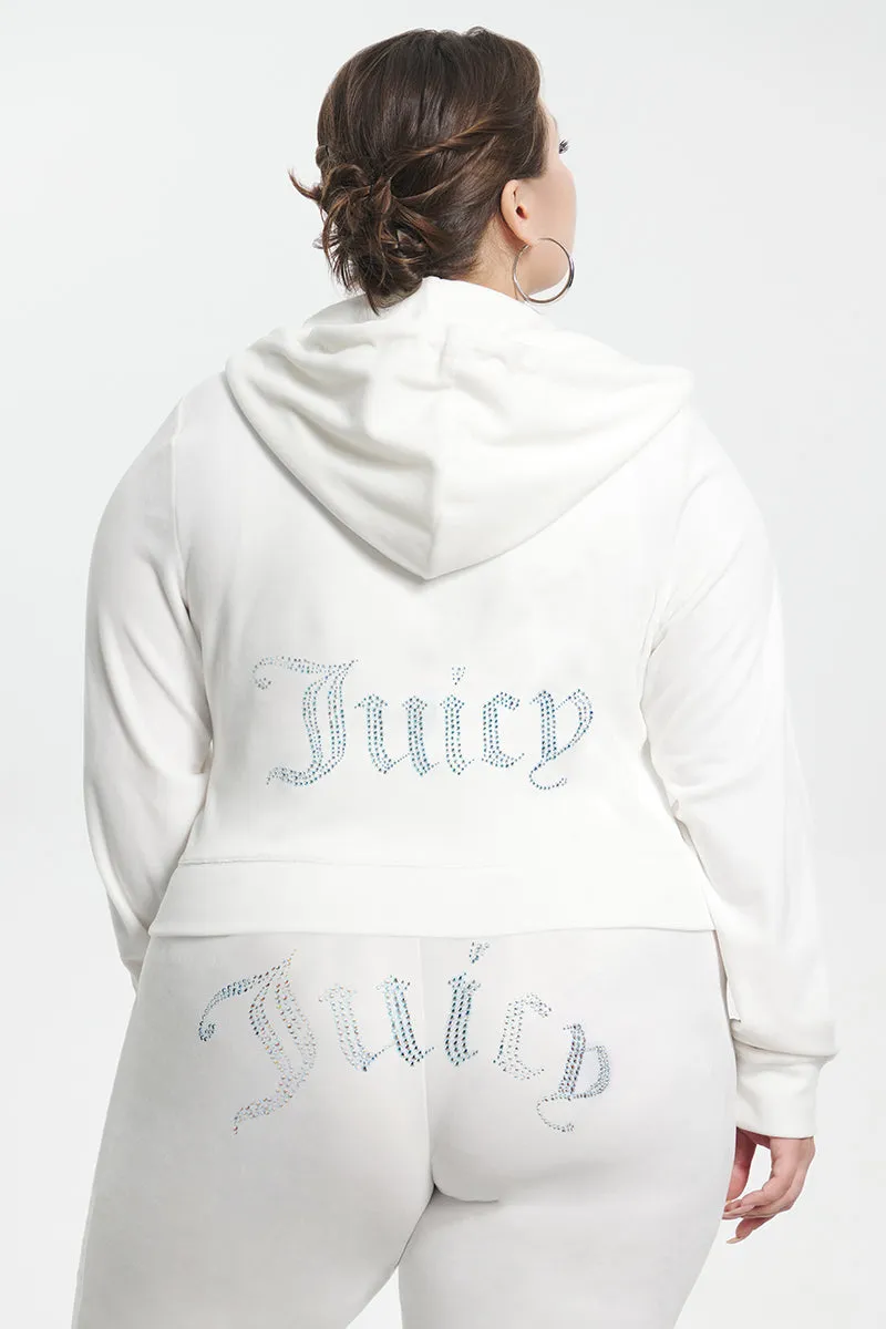 Plus-Size Technicolor Customizable Big Bling Velour Hoodie Juicy Couture