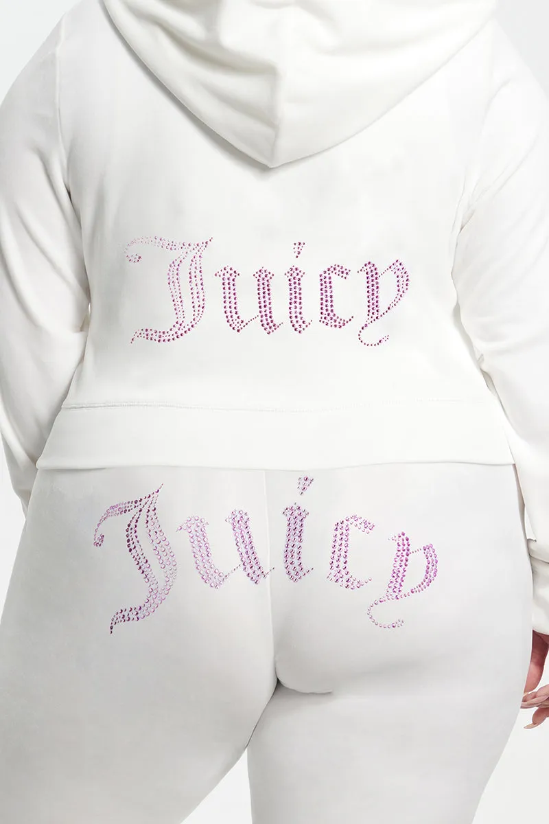 Plus-Size Technicolor Customizable Big Bling Velour Hoodie Juicy Couture