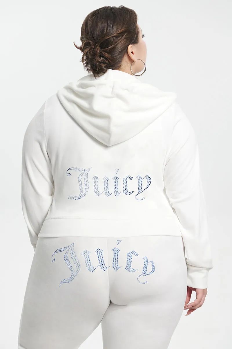 Plus-Size Technicolor Customizable Big Bling Velour Hoodie Juicy Couture