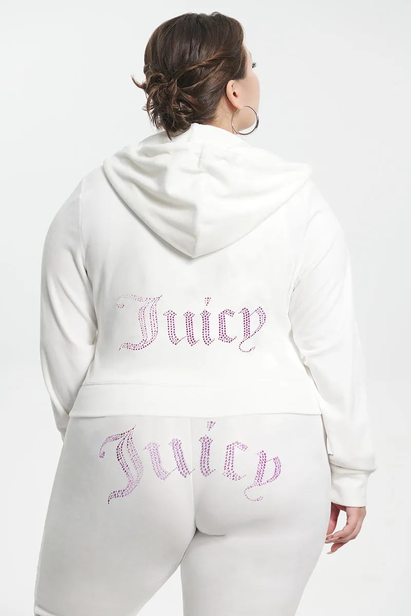 Plus-Size Technicolor Customizable Big Bling Velour Hoodie Juicy Couture