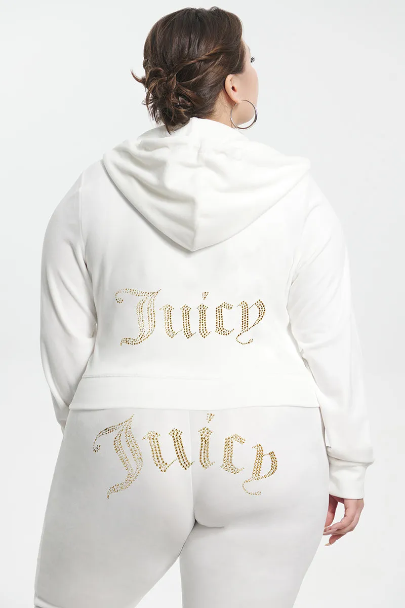 Plus-Size Technicolor Customizable Big Bling Velour Hoodie Juicy Couture