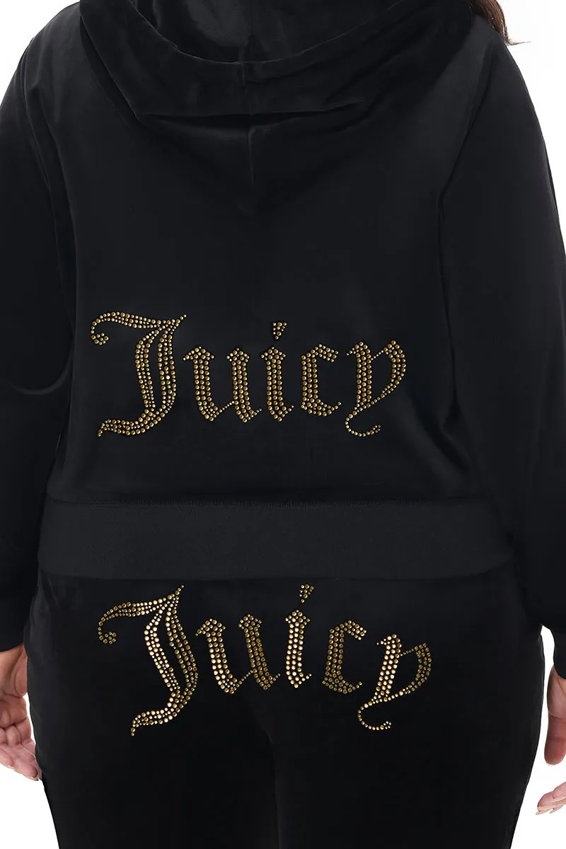 Plus-Size Technicolor Customizable Big Bling Velour Hoodie Juicy Couture