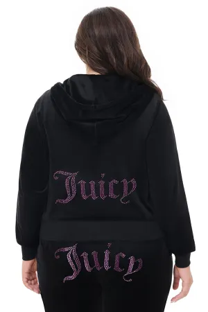Plus-Size Technicolor Customizable Big Bling Velour Hoodie Juicy Couture