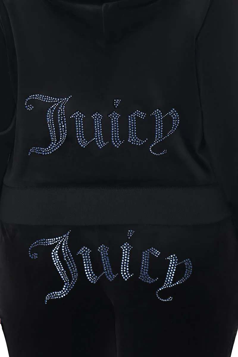 Plus-Size Technicolor Customizable Big Bling Velour Hoodie Juicy Couture