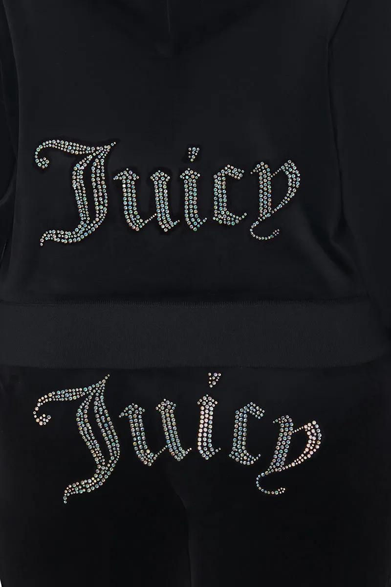 Plus-Size Technicolor Customizable Big Bling Velour Hoodie Juicy Couture