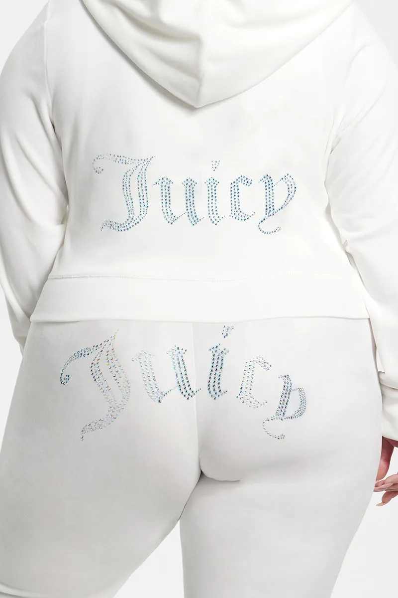 Plus-Size Technicolor Customizable Big Bling Velour Hoodie Juicy Couture
