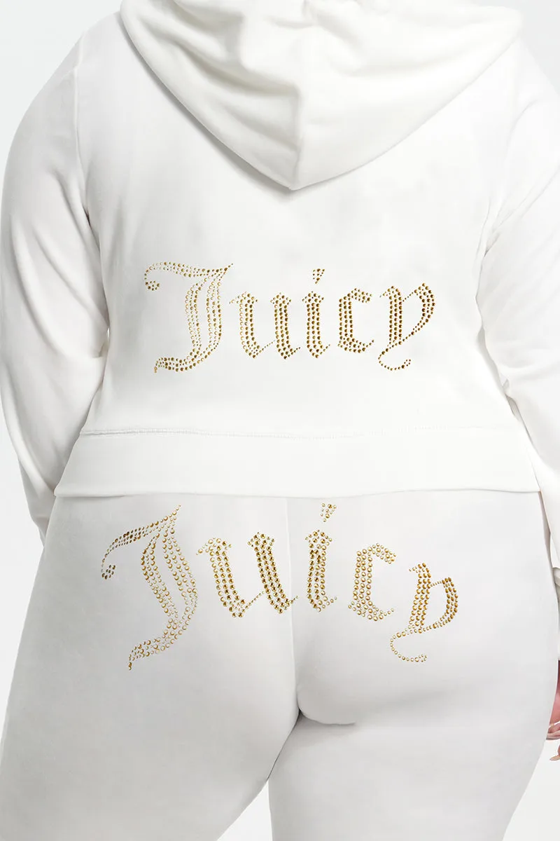 Plus-Size Technicolor Customizable Big Bling Velour Hoodie Juicy Couture