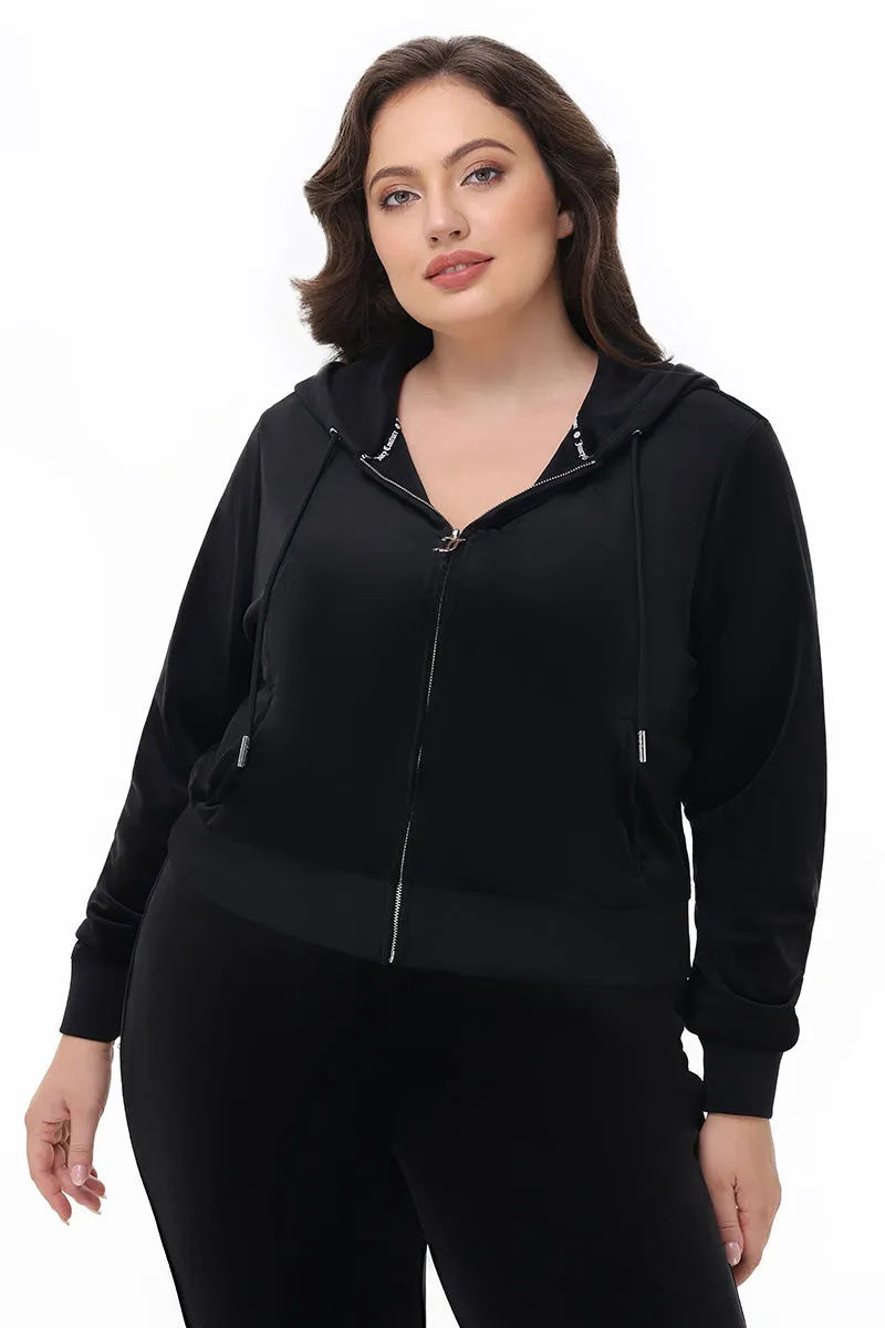 Plus-Size Technicolor Customizable Big Bling Velour Hoodie Juicy Couture