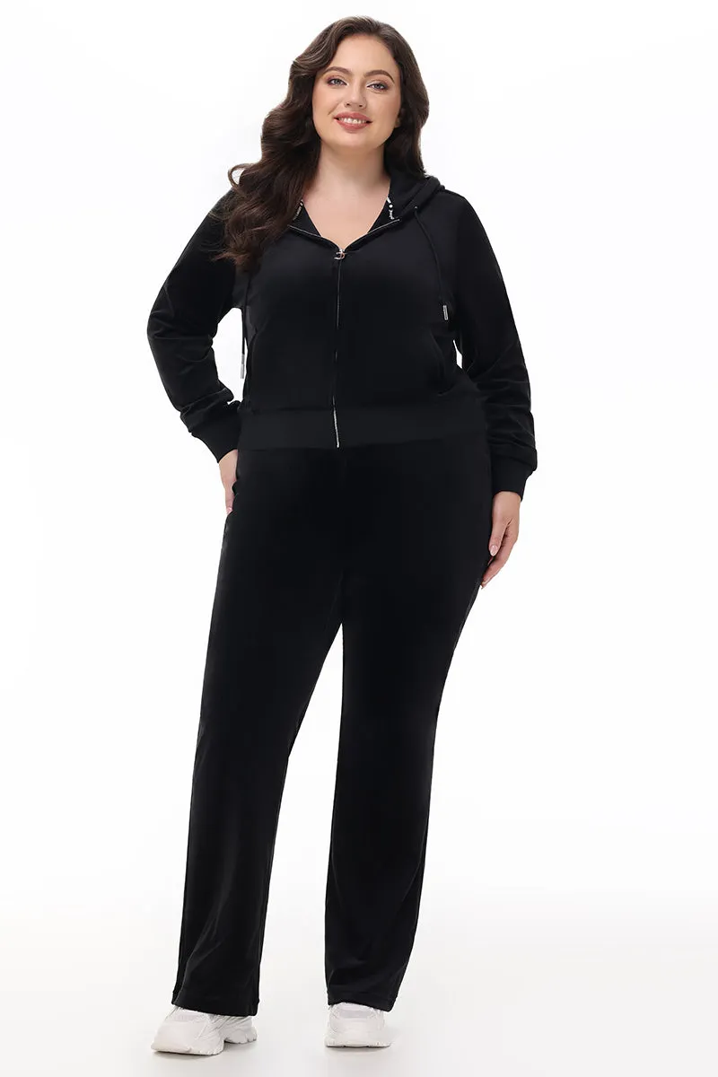 Plus-Size Technicolor Customizable Big Bling Velour Hoodie Juicy Couture