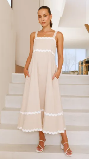 Raelynn Maxi Dress - Beige/White Billy J