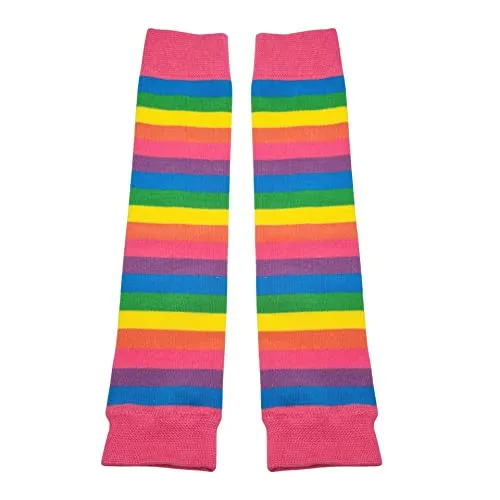 Rainbow Stripe Leg Warmers - Red & Pink (6 months to 5 years)
