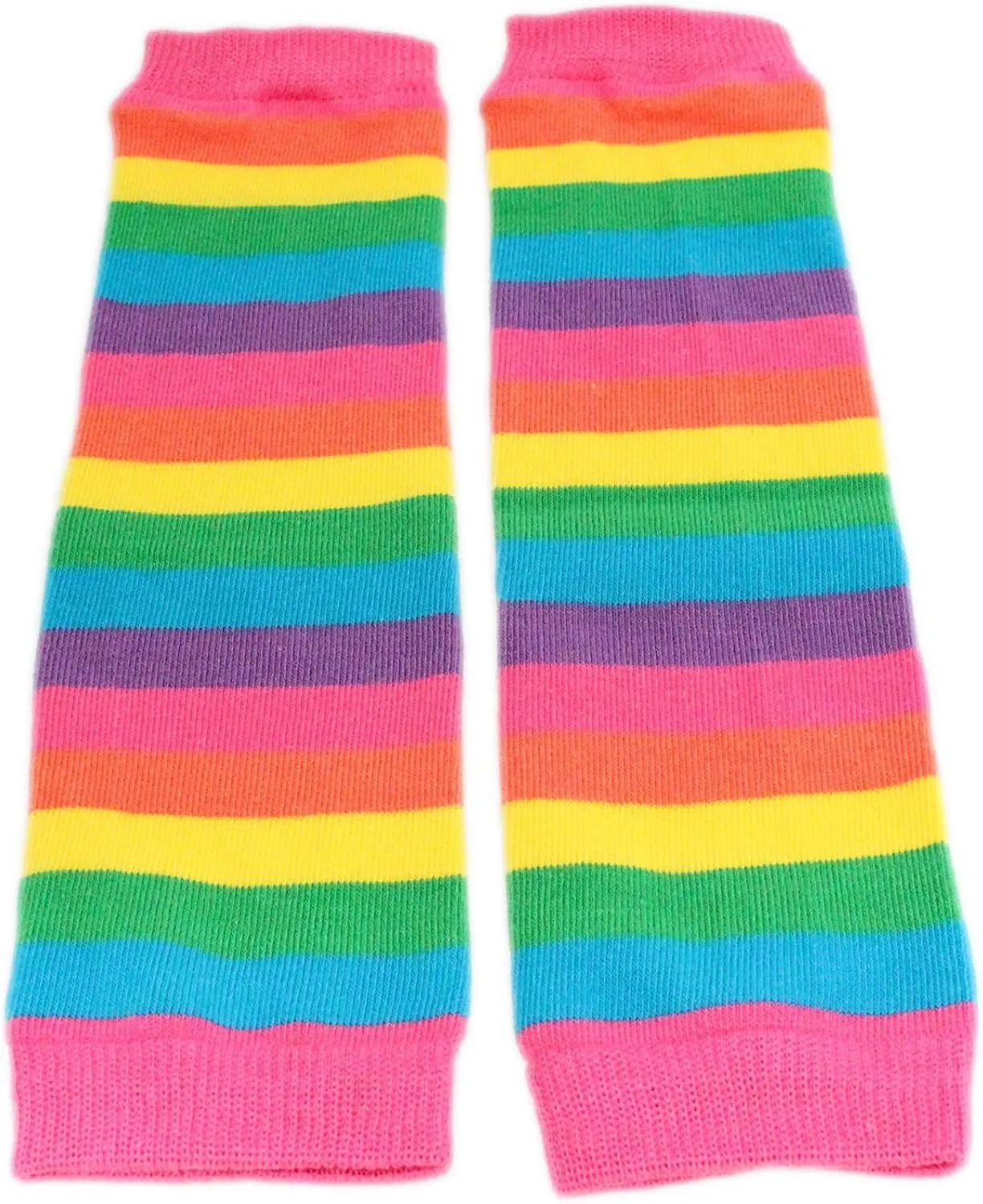 Rainbow Stripe Leg Warmers - Red & Pink (6 months to 5 years)