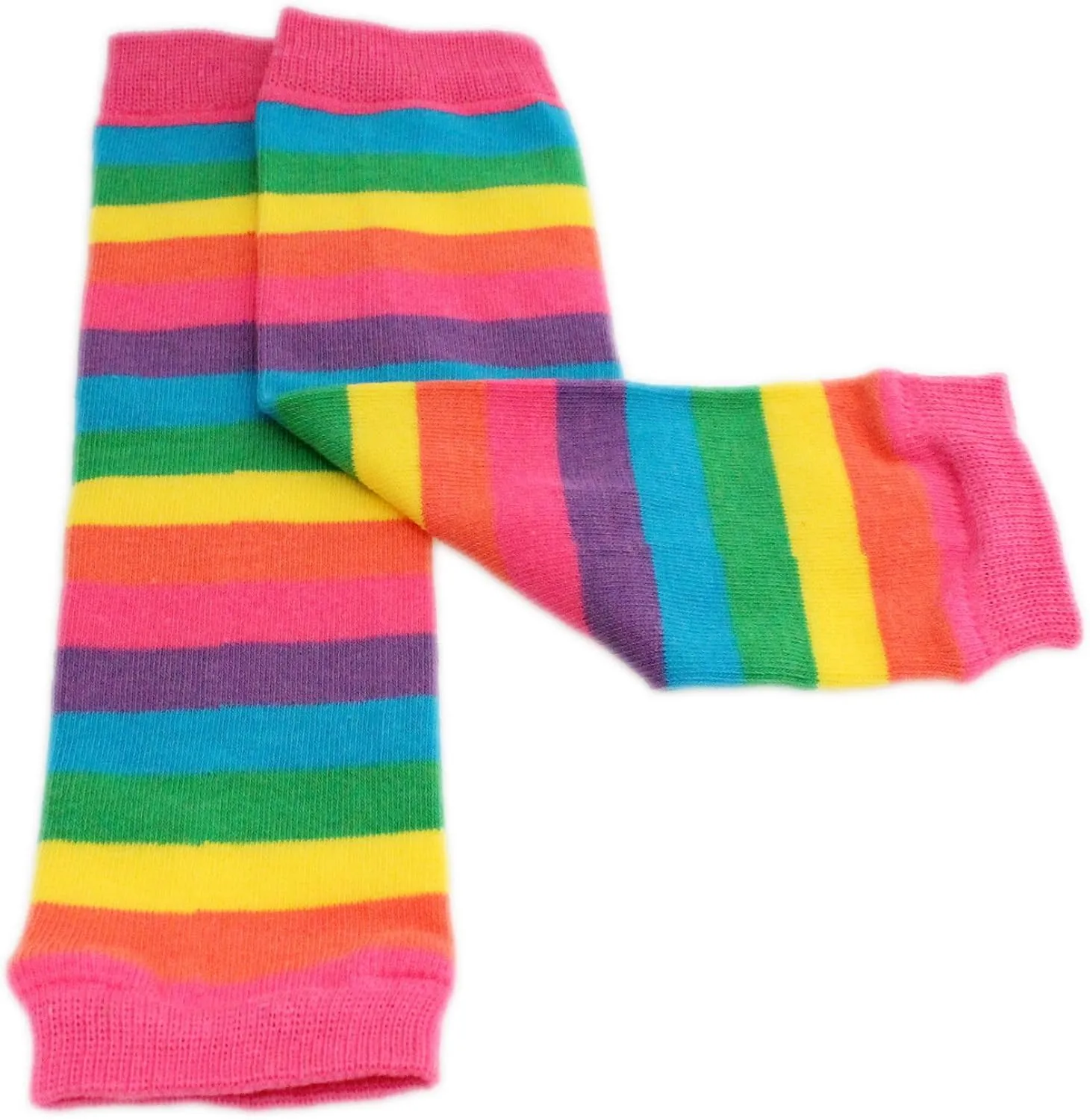 Rainbow Stripe Leg Warmers - Red & Pink (6 months to 5 years)