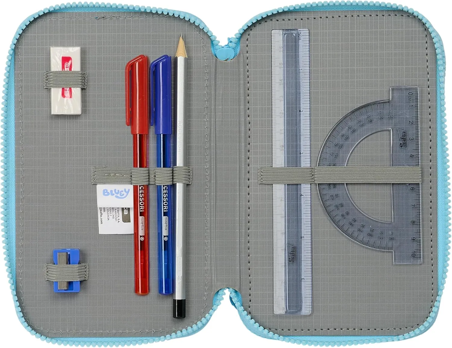 Safta Blue School Pencil Case with 36 Tools Included, Children's Pencil Case (M857-412433857)