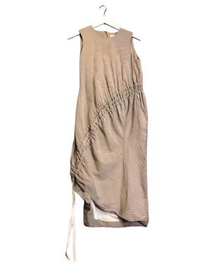 Size 6 | Christopher Esber Taupe Pinstripe Midi Dress