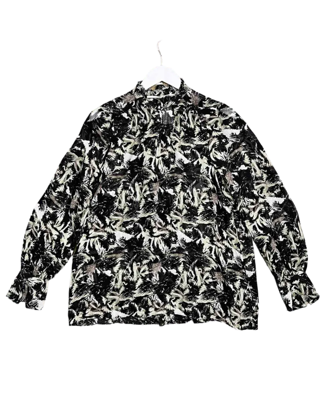 Size M | Second Female Black and Grey Brushstrokes Top