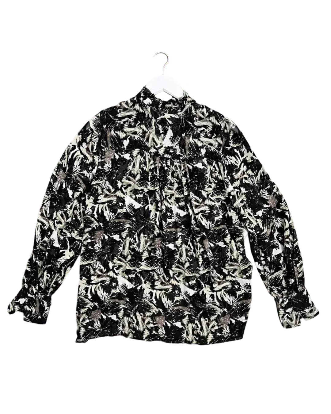 Size M | Second Female Black and Grey Brushstrokes Top